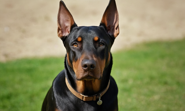 Un Doberman con pelaje sano y brilloso